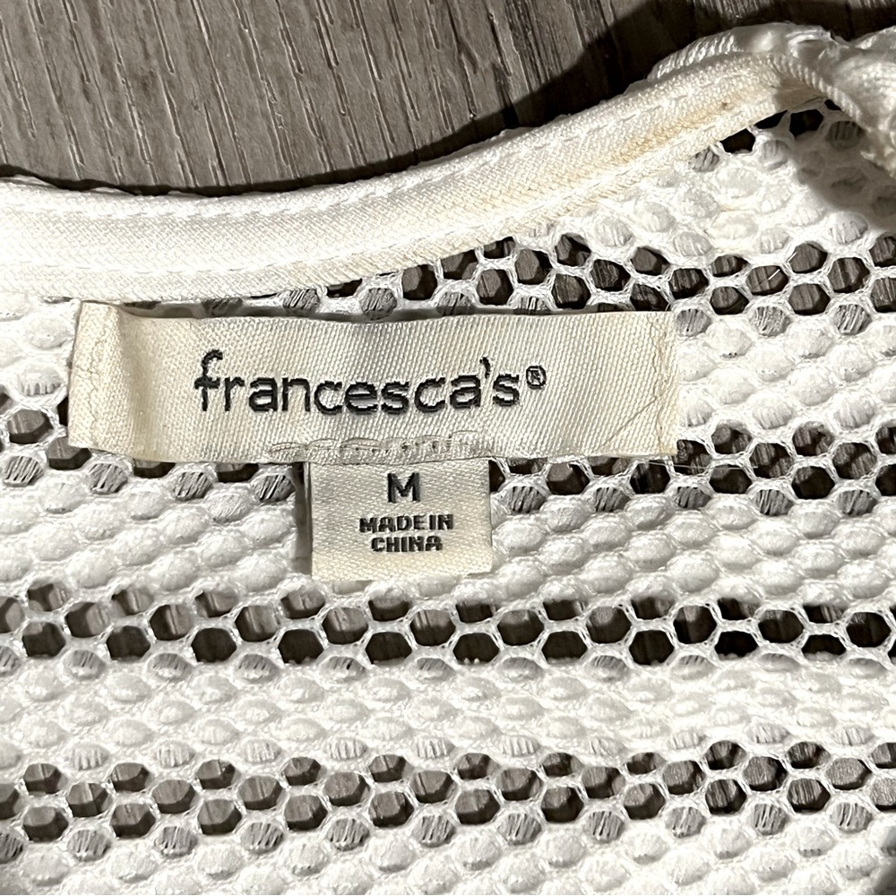 Francesca’s White Cami V-Neck Stripe Lace Illusion Waist Dress - Picture 4 of 7